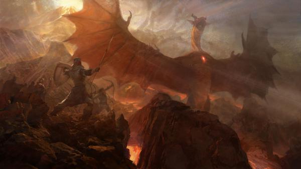 Free fantasy dragon is roaring in a war 4k hd dreamy wallpaper download