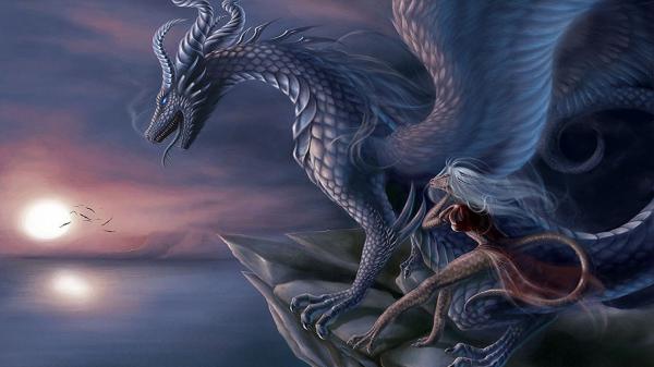 Free fantasy dragon is sitting on rock hd dreamy wallpaper download