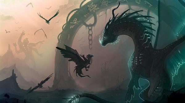 Free fantasy dragons paint hd dreamy wallpaper download