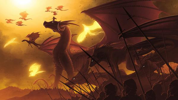 Free fantasy multiple dragons in a war hd dreamy wallpaper download