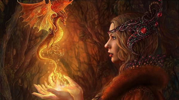 Free fantasy small dragon in queens hand hd dreamy wallpaper download