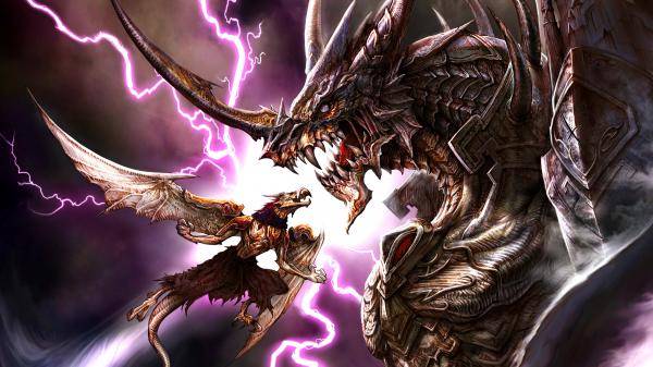 Free fantasy two dragons are fighting hd dreamy wallpaper download