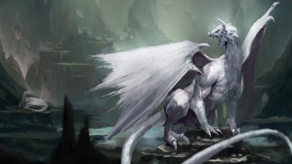 Free fantasy white dragon is roaring 4k 5k hd dreamy wallpaper download