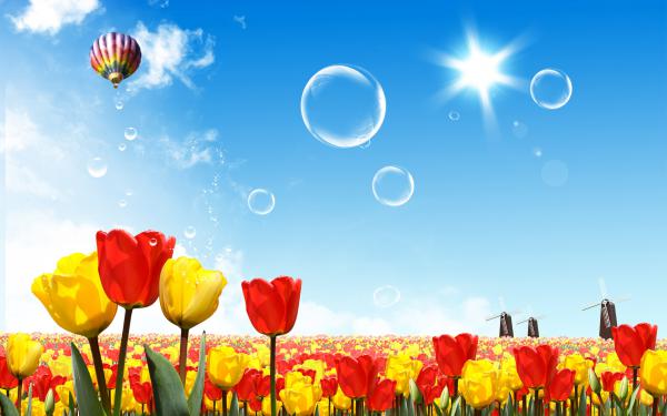 Free fantasy world of flowers wallpaper download