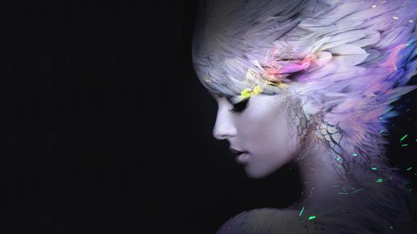 Free feather girl wallpaper download