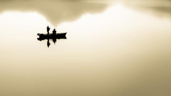 Free fishing silhouette 5k wallpaper download