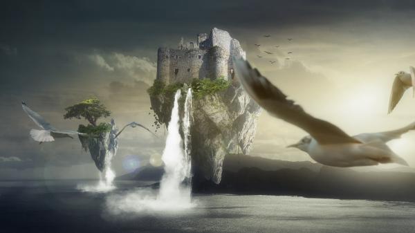 Free floating islands fantasy 4k wallpaper download