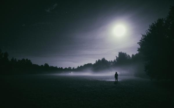 Free foggy night moon wallpaper download