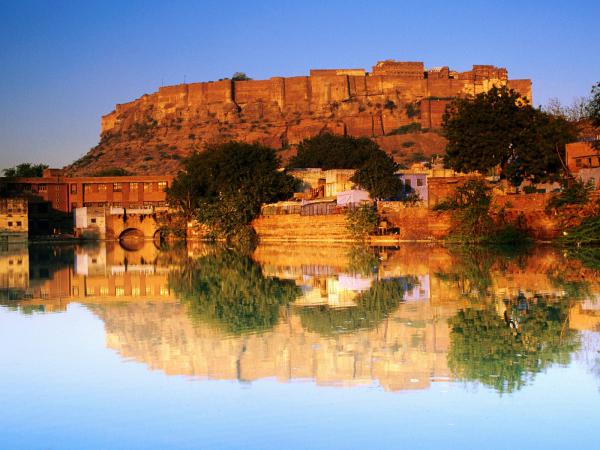 Free fort reflected sunset india wallpaper download