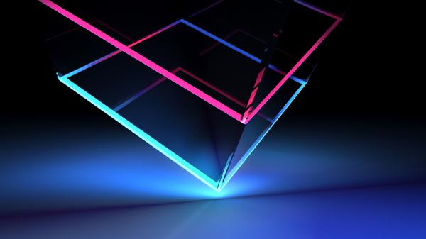 Free glassy neon cube wallpaper download