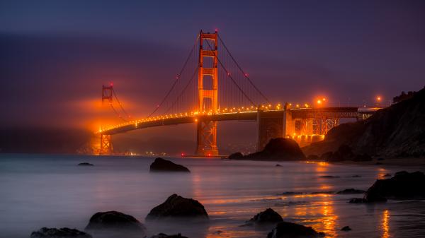 Free golden gate bridge at night 4k 8k wallpaper download