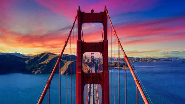 Free golden gate bridge at sunset 5k wallpaper download