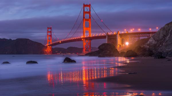 Free golden gate bridge during nighttime in usa hd travel wallpaper download