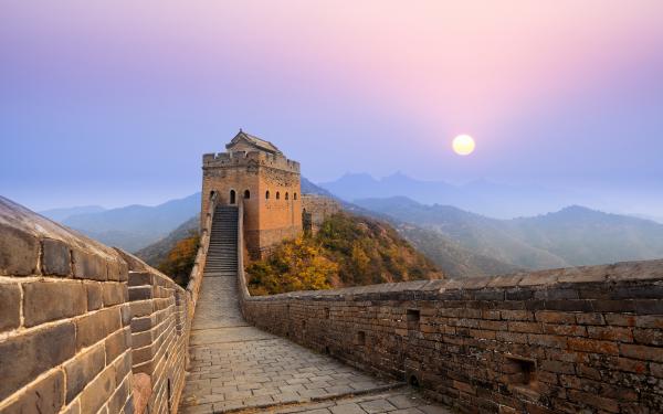 Free great wall of china sunrise wallpaper download