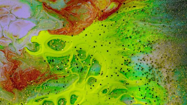 Free green red paint spots liquid hd abstract wallpaper download