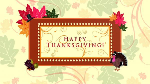 Free hat turkey grapes with colorful leaves hd thanksgiving wallpaper download