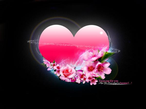 Free heart  flowers 1024x768 wallpaper download