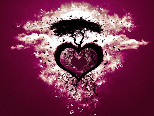 Free heart love tree 1024x768 wallpaper download