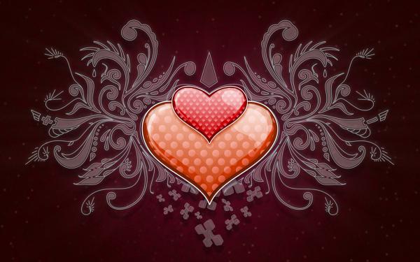 Free heart love vector wide wallpaper download