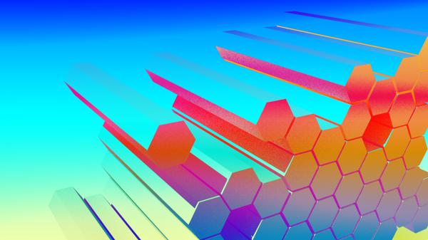 Free hexagon blue and pink 4k hd abstract wallpaper download