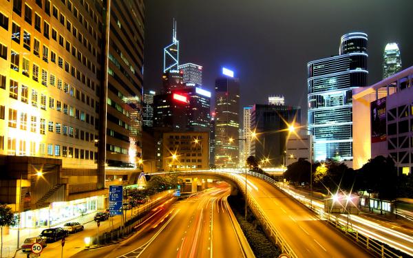 Free hong kong city nights hd wallpaper download