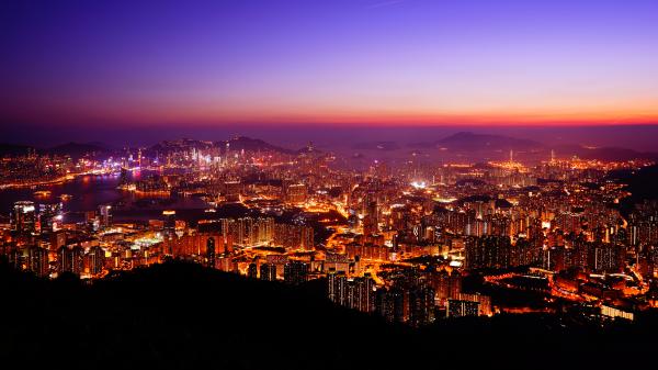 Free hong kong city sunset 4k wallpaper download