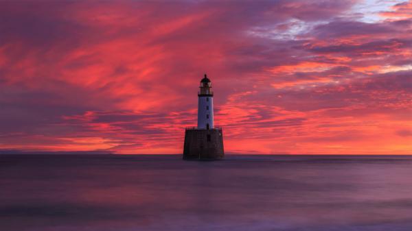 Free horizon lighthouse under sky during sunset 4k hd travel wallpaper download