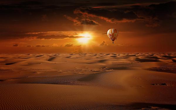 Free hot air balloon desert sunrise wallpaper download