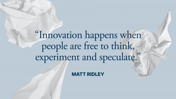 Free innovation happens when people are free to think experiment and speculate 4k hd inspirational wallpaper download