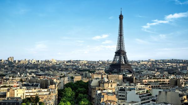 Free iron tower of paris with blue sky background hd travel wallpaper download