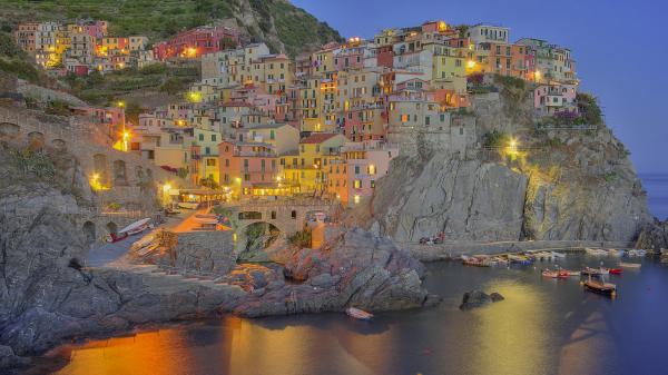 Free italy light house on rock in liguria manarola hd travel wallpaper download