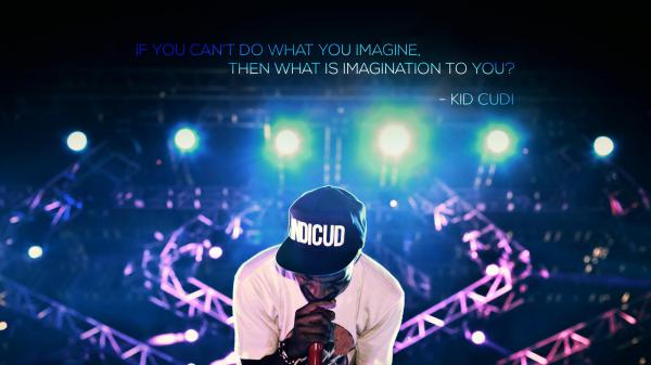 Free kid cudi is singing wearing white t shirt in lights background hd kid cudi wallpaper download