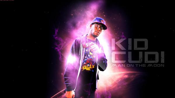 Free kid cudi is wearing black dress having money in hand in purple light background hd kid cudi wallpaper download