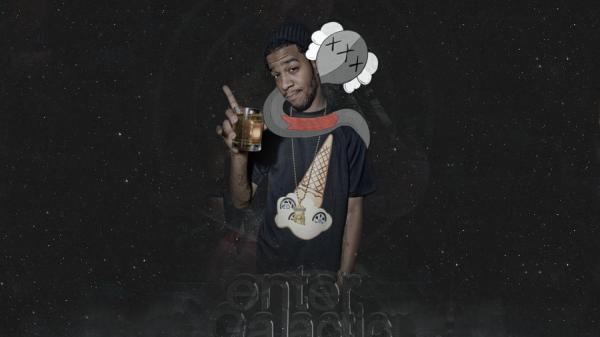 Free kid cudi with glass in hand is wearing black t shirt 4k hd kid cudi wallpaper download