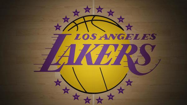 Free lakers logo in light brown background basketball hd sports wallpaper download