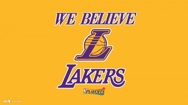 Free lakers we believe with yellow background basketball hd sports wallpaper download
