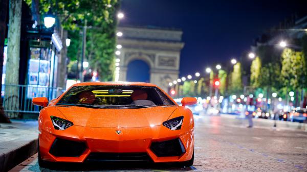 Free lamborghini aventador night shot wallpaper download