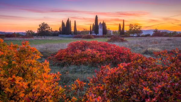 Free landscape of church slovenia during sunset hd travel wallpaper download