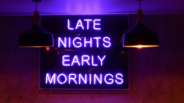 Free late night early mornings neon 5k wallpaper download