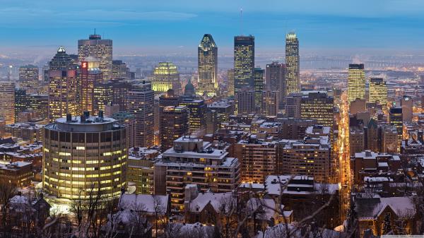 Free lighting buildings in montreal 4k hd travel wallpaper download