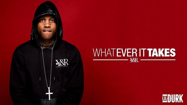 Free lil durk in red background wearing black head covered overcoat with cross chain hd lil durk wallpaper download