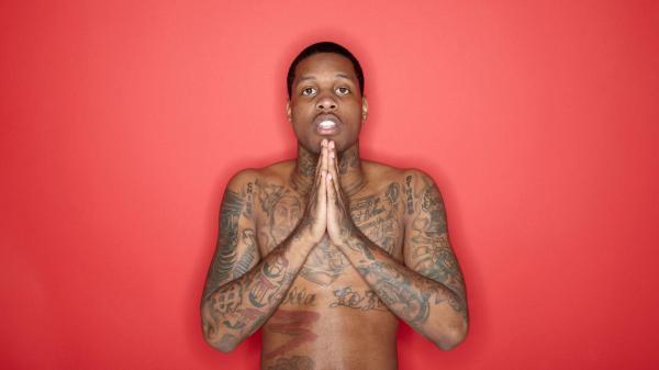 Free lil durk is having tattoos on body standing in red background hd lil durk wallpaper download