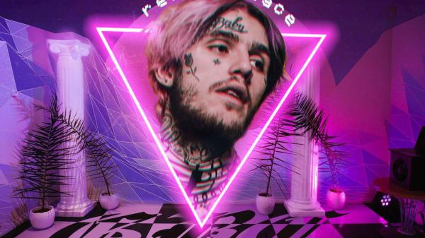 Free lil peep face in pink and purple background 4k hd music wallpaper download