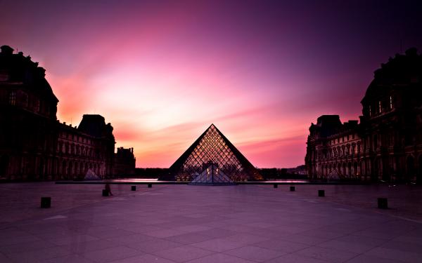 Free louvre museum at sunset wallpaper download