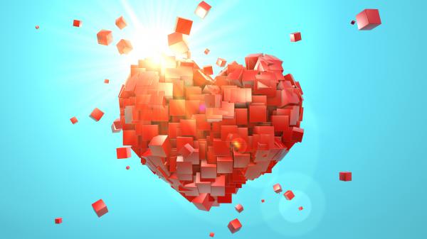 Free love heart cubes 4k wallpaper download