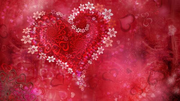 Free love heart flowers wallpaper download