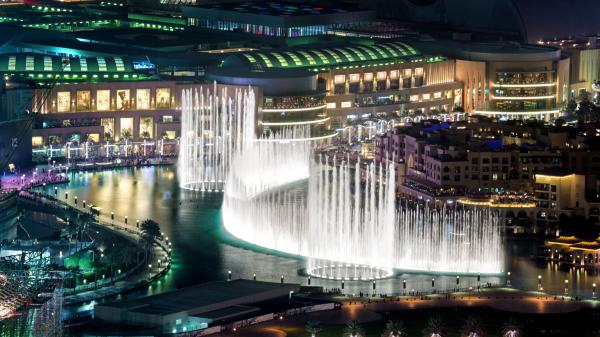 Free man made colorful dubai cities united arab emirates night building fountain hd travel wallpaper download