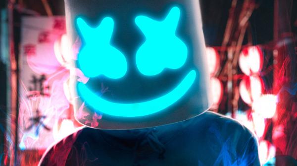 Free marshmello dj with blue led mask hd marshmello wallpaper download