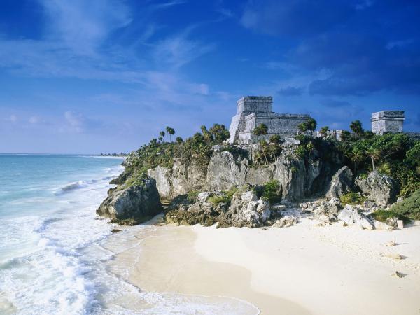 free mayan ruins mexico beach wallpaper download