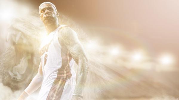 Free miami heat lebron james is wearing white sports dress with lion face aside basketball hd sports wallpaper download